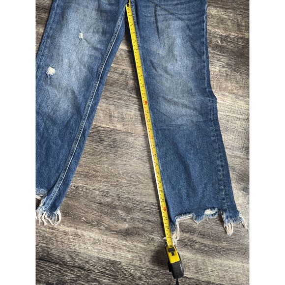We The Free Jeans Womens Size‎ 24 Blue Denim Straight Stretch Buttonfly Frayed - Picture 8 of 11